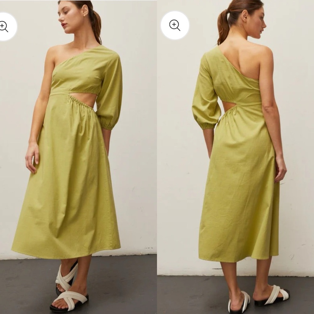 New Bohme One Sleeve Waist Cut Out Midi Dress